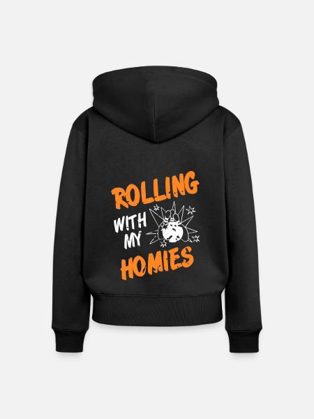 Rolling with my homies - Frauen Premium Bio Zip Hoodie - Schwarz