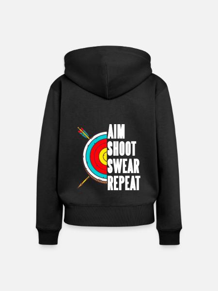 Aim Shoot Swear Repeat - Frauen Premium Bio Zip Hoodie - Schwarz