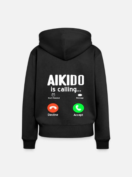Aikido is calling - Frauen Premium Bio Zip Hoodie - Schwarz