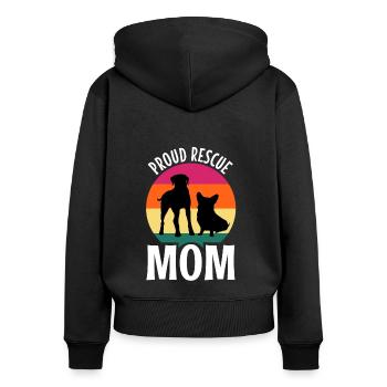 Fière maman de sauvetage - Sweat à capuche zippé Premium bio Femme - noir - Dos - Julia (174cm)