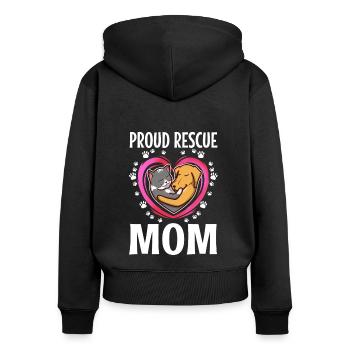 Fière maman sauveuse - Sweat à capuche zippé Premium bio Femme - noir - Dos - Julia (174cm)