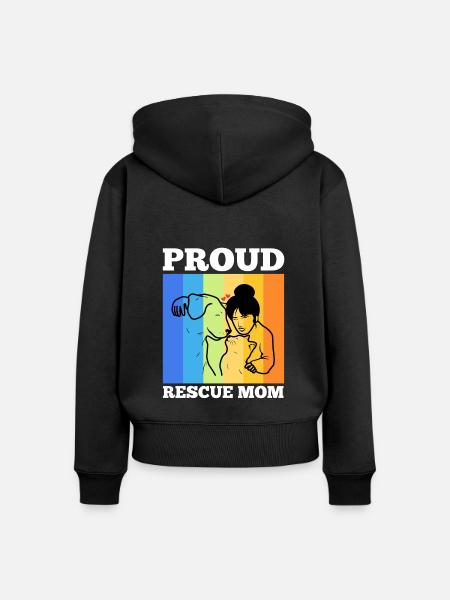 Proud rescue mom - Frauen Premium Bio Zip Hoodie - Schwarz