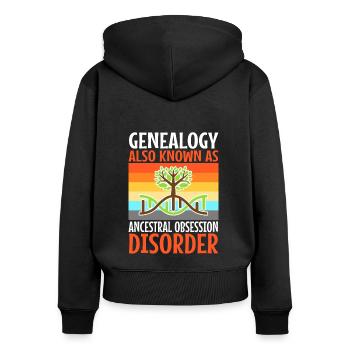 Ancestral obsession disorder - Women's Premium Organic Zip Hoodie - black - Back - Julia (174cm)