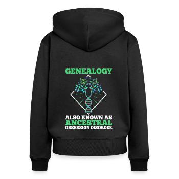 Ancestral obsession disorder - Women's Premium Organic Zip Hoodie - black - Back - Julia (174cm)