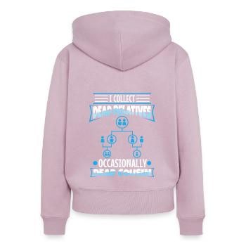 I collect dead relatives and occasionally a live - Frauen Premium Bio Zip Hoodie - Altrosa - Hinten - Julia (174cm)
