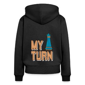 Chess - My turn - Women's Premium Organic Zip Hoodie - black - Back - Julia (174cm)