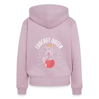 Crochet queen - Frauen Premium Bio Zip Hoodie - Altrosa - Hinten - Julia (174cm)