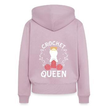 Crochet queen - Frauen Premium Bio Zip Hoodie - Altrosa - Hinten - Julia (174cm)