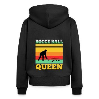 Bocce Ball Queen - Women's Premium Organic Zip Hoodie - black - Back - Julia (174cm)