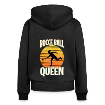 Bocce Ball Queen - Women's Premium Organic Zip Hoodie - black - Back - Julia (174cm)