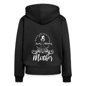 Brides fabulous mother - Frauen Premium Bio Zip Hoodie - Schwarz - Hinten - Julia (174cm)