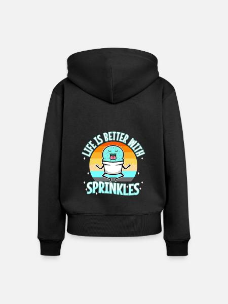 Life Is Better With Sprinkles - Frauen Premium Bio Zip Hoodie - Schwarz