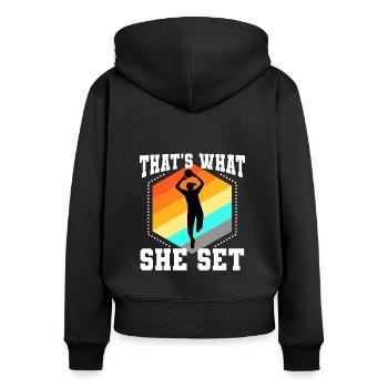 C’est ce qu’elle a mis au volleyball - Sweat à capuche zippé Premium bio Femme - noir - Dos - Julia (174cm)