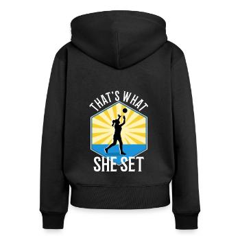 Thats what she set volleyball - Frauen Premium Bio Zip Hoodie - Schwarz - Hinten - Julia (174cm)