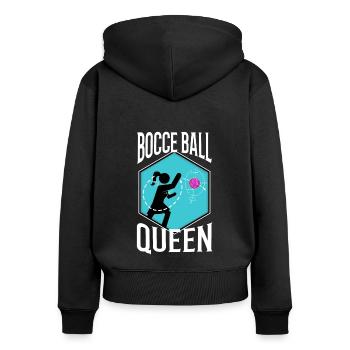 Bocce Ball Queen - Women's Premium Organic Zip Hoodie - black - Back - Julia (174cm)