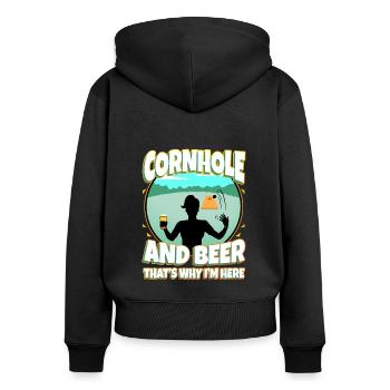 Cornhole and beer that's why im here - Women's Premium Organic Zip Hoodie - black - Back - Julia (174cm)