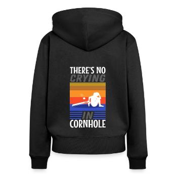 Theres no crying in cornhole - Women's Premium Organic Zip Hoodie - black - Back - Julia (174cm)