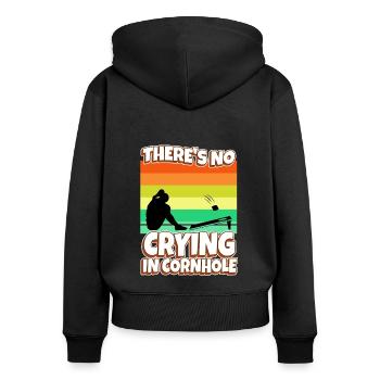 Theres no crying in cornhole - Women's Premium Organic Zip Hoodie - black - Back - Julia (174cm)