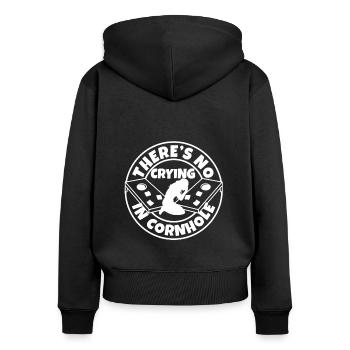 Theres no crying in cornhole - Women's Premium Organic Zip Hoodie - black - Back - Julia (174cm)