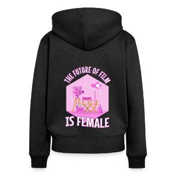 The Future Of Film Is Female - Frauen Premium Bio Zip Hoodie - Schwarz - Hinten - Julia (174cm)