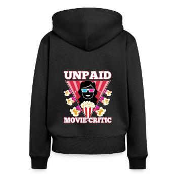Unpaid movie critic - Women's Premium Organic Zip Hoodie - black - Back - Julia (174cm)