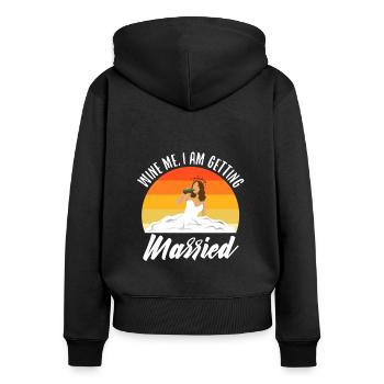 Je me marie - Sweat à capuche zippé Premium bio Femme - noir - Dos - Julia (174cm)