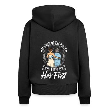 Mère de la mariée Je l’ai aimée en premier - Sweat à capuche zippé Premium bio Femme - noir - Dos - Julia (174cm)