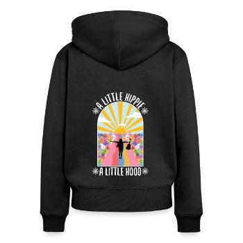 Un peu hippie Un petit capot - Sweat à capuche zippé Premium bio Femme - noir - Dos - Julia (174cm)