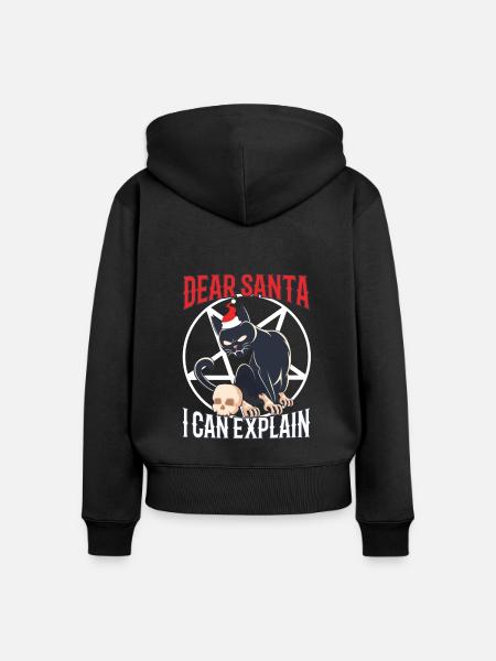 Dear santa i can explain - Frauen Premium Bio Zip Hoodie - Schwarz