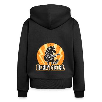 Licorne Heavy Metal - Sweat à capuche zippé Premium bio Femme - noir - Dos - Julia (174cm)