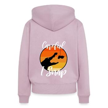 Careful i snap alligator - Frauen Premium Bio Zip Hoodie - Altrosa - Hinten - Julia (174cm)