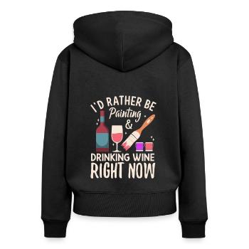 Je préfère peindre - Sweat à capuche zippé Premium bio Femme - noir - Dos - Julia (174cm)
