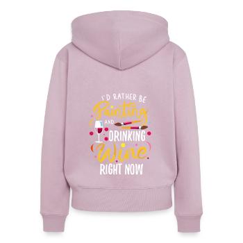 I'd rather be painting - Frauen Premium Bio Zip Hoodie - Altrosa - Hinten - Julia (174cm)