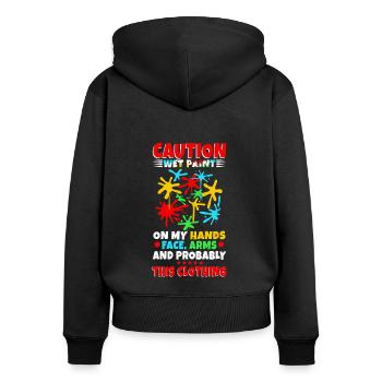 Peinture humide - Sweat à capuche zippé Premium bio Femme - noir - Dos - Julia (174cm)