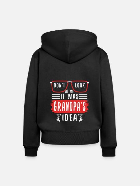 It was grandpas idea - Frauen Premium Bio Zip Hoodie - Schwarz