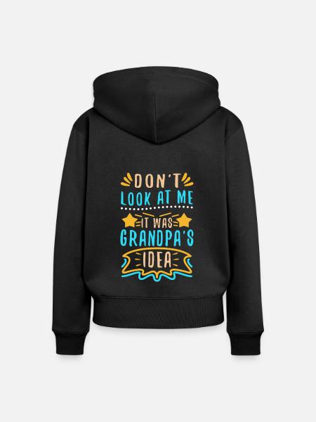 It was grandpas idea - Frauen Premium Bio Zip Hoodie - Schwarz