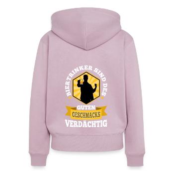Biertrinker sind des guten Geschmacks verdächtig - Frauen Premium Bio Zip Hoodie - Altrosa - Hinten - Julia (174cm)