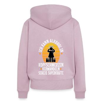Alkohol in Kopfschmerzen verwandeln - Frauen Premium Bio Zip Hoodie - Altrosa - Hinten - Julia (174cm)