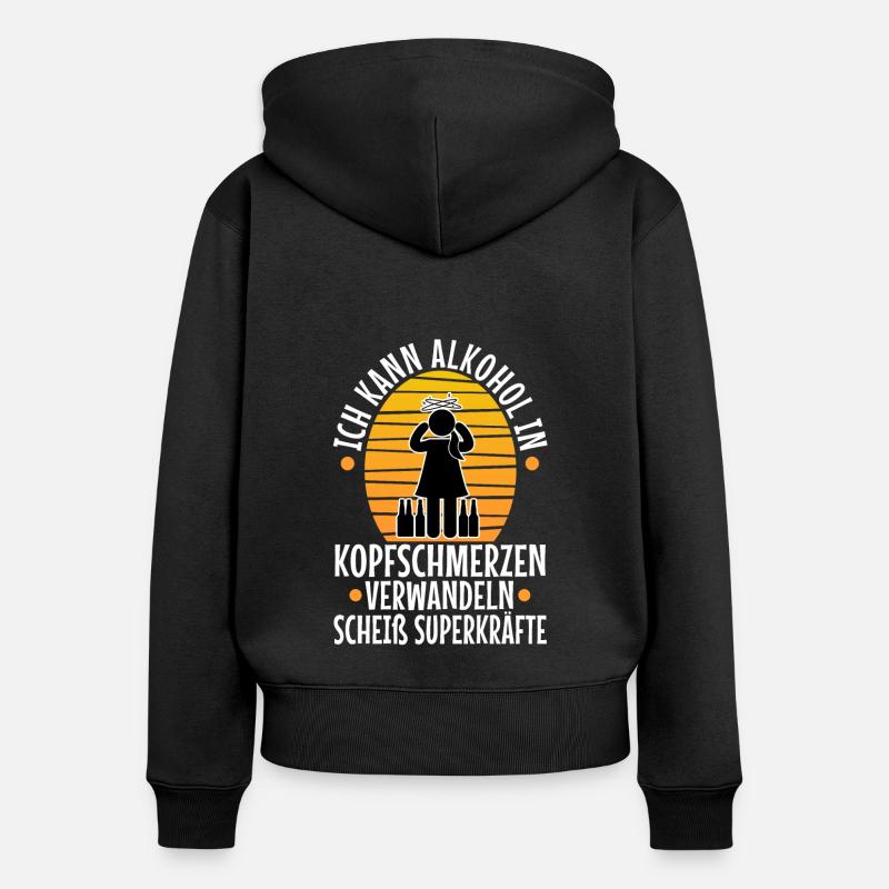 Transformez l’alcool en casse-tête - Sweat à capuche zippé Premium bio Femme - noir