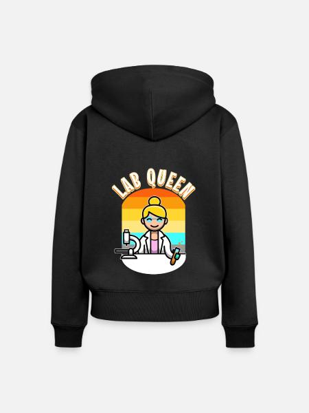 Lab Queen - Frauen Premium Bio Zip Hoodie - Schwarz