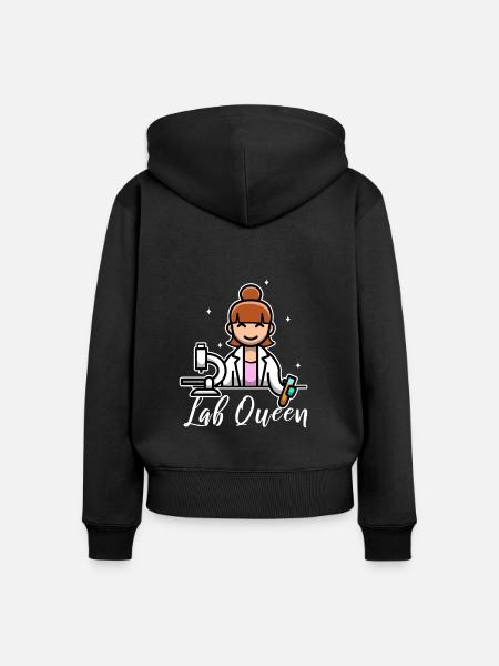 Lab Queen - Frauen Premium Bio Zip Hoodie - Schwarz