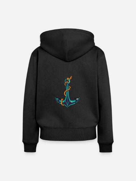 Anker mit Knoten - Frauen Premium Bio Zip Hoodie - Schwarz