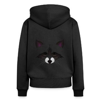 Süßes Waschbär Gesicht - Frauen Premium Bio Zip Hoodie - Schwarz - Hinten - Julia (174cm)
