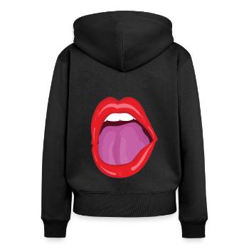 Open mouth - Women's Premium Organic Zip Hoodie - black - Back - Julia (174cm)