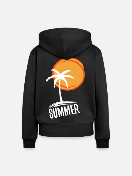 Urlaub und Sommer im Paradies (weiß) - Frauen Premium Bio Zip Hoodie - Schwarz