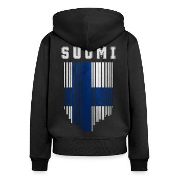 Finlands flagga, finsk stolthet - Ekologisk premiumluvjacka dam - svart - Bak - Julia (174cm)