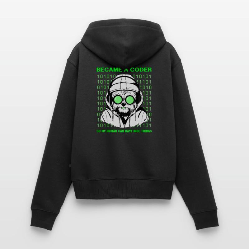 Became a Coder – Hacker Dog Binary Look Women's Premium Organic Zip Hoodie