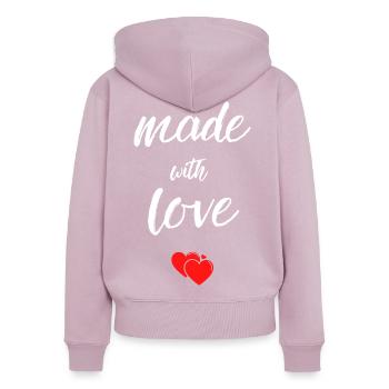 Made with Love Hearts - Frauen Premium Bio Zip Hoodie - Altrosa - Hinten - Julia (174cm)