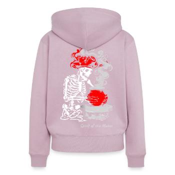 Der Geist des Schöpfers – Skelett-Handwerksdesign - Frauen Premium Bio Zip Hoodie - Altrosa - Hinten - Julia (174cm)
