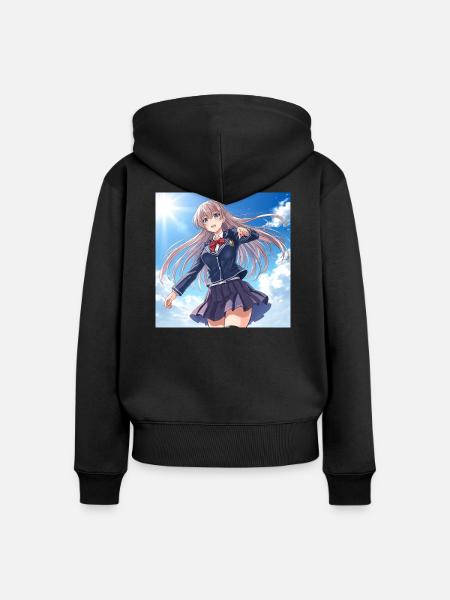 Sonnensturm Schuluniform Heldin - Frauen Premium Bio Zip Hoodie - Schwarz